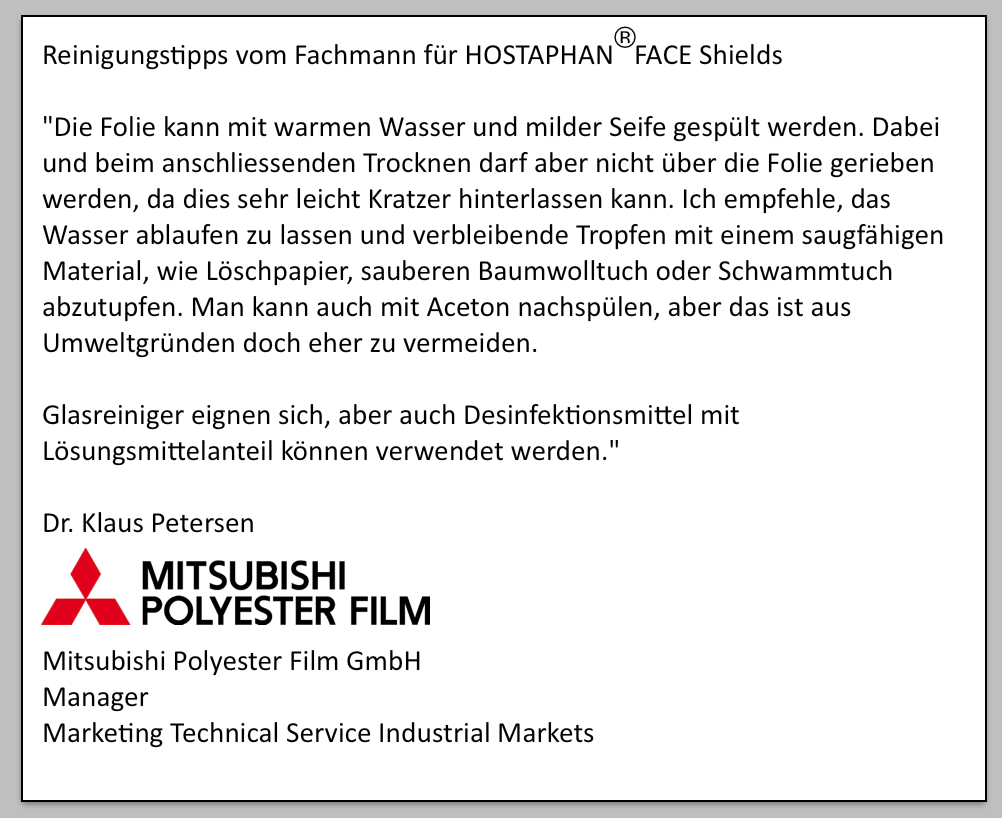 Reinigung Hostaphan